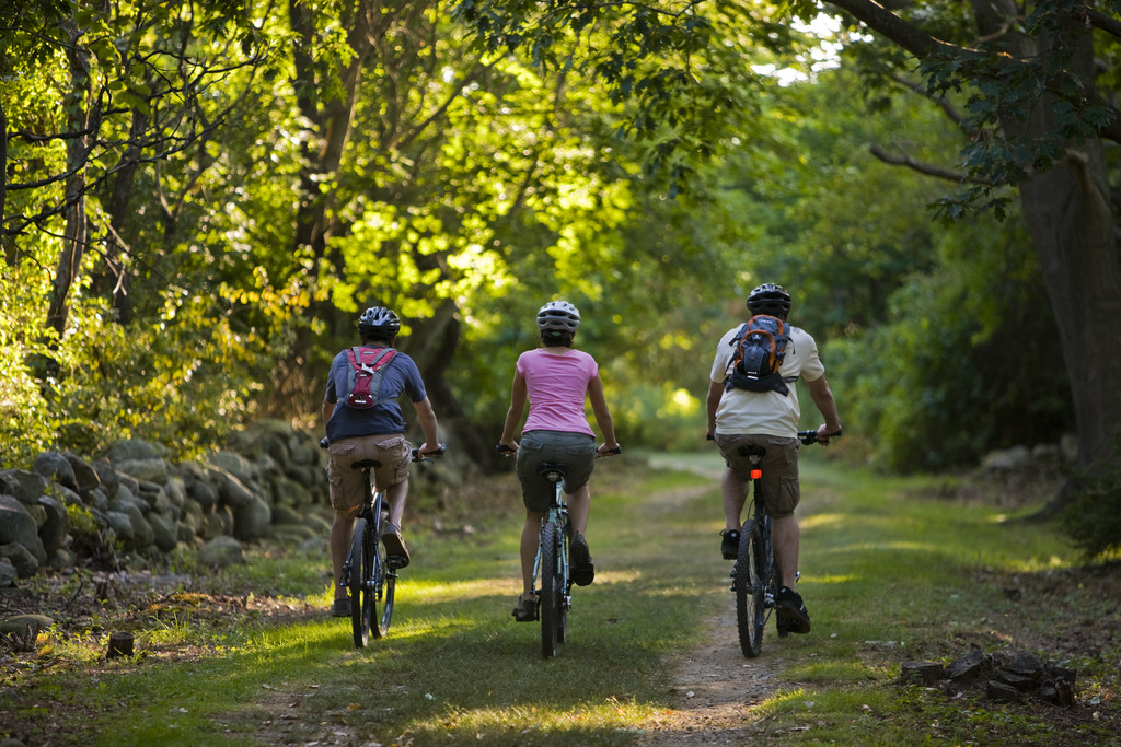 Bikers on a trail at Odiorne State Park
